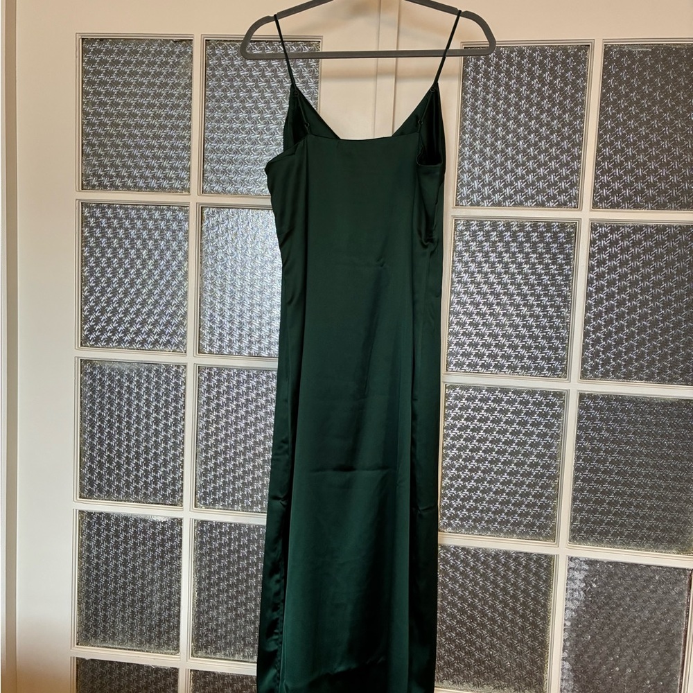Marine Layer Dark Green Satin Slip Dress - Picture 7 of 9